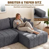 HOMCOM Ecksofa L-Form 256cm Boneless Sofa mit Schlaffunktion Chenille-Optik Grau – Bild 6