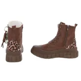 Damen High-Top Sneaker mit Lochschnürung Ital-Design 5534 in Braun – Bild 5