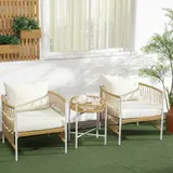 3er Set Rattan Gartenmöbel-Set, Gartengarnitur mit 2 Gartenstühle Refurbished – Bild 3