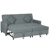 HOMCOM Sofabett, 3-Sitzer-Couch, Schlafsofa mit ausziehbarem Bett, Grau – Bild 3
