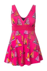 Ulla Popken große Größen Badeanzug 42 azaleenrot Badekleid Segelboot Softcups – Bild 9