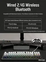 Mechanische Gaming Tastatur RGB USB Kabel/Wireless Kabellos Keyboard Bluetooth – Bild 10