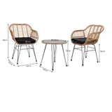 CASARIA® Balkonset 3 teilig Sitzgruppe Garten Bistroset Balkonmöbel Lounge Set – Bild 7
