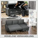 HOMCOM Ecksofa mit Schlaffunktion L-Form 3-Sitzer Sofa und Bettkasten – Bild 6