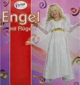 KINDER ENGEL KOSTÜM & FLÜGEL / Karneval Weihnachten Mädchen Christkind Kleid – Bild 1