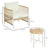 3er Set Rattan Gartenmöbel-Set, Gartengarnitur mit 2 Gartenstühle Refurbished – Bild 4