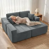 Ecksofa mit Schlaffunktion, L-Form 267 cm Schlafsofa mit Wurfkissen Dunkelgrau – Bild 10