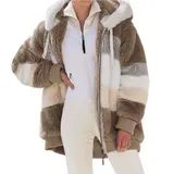 Damen Plüsch Warme Winterjacke Teddyfell Kapuzen Mantel Winter Fleecejacken – Bild 10