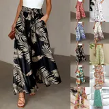 Damen Hosenrock Blumen Weites Bein Palazzohose Sommerhose Lange Hose Haremshose  – Bild 25