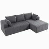 HOMCOM Ecksofa L-Form 256cm Boneless Sofa mit Schlaffunktion Chenille-Optik Grau – Bild 3