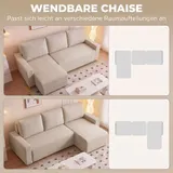 Ecksofa mit Schlaffunktion L-Form 3-Sitzer Sofa mit Umkehrbarer Chaiselongue – Bild 6
