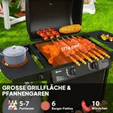 Gasgrill 7 KW Grillwagen inkl 3 Brenner Seitenkocher Rolle Deckel Schwarz – Bild 5