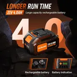 Bürstenlosen 21V-Schlagschrauber 400 Nm (295 ft-lbs) Mit LED-Licht, 1/2'' 4,0Ah – Bild 3