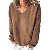 Damen-fleece-sweatshirt Mit V-ausschnitt, Pullover Übergröße Pullover Damenmode – Bild 7