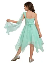 Kinder Festlich Prinzessin Blumenmädchenkleid Ein-Schulter Chiffon Abendkleid – Bild 5