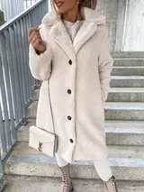 Damen Plüsch Warme Teddyfell Kapuzen Mantel Coat Fleecejacken Winterjacke DE – Bild 1
