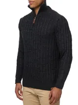 Indicode Herren Strickpullover INHector-Pullover Pulli Stehkragen Reißverschluss – Bild 3