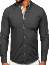 Freizeithemd Hemd Shirt Herrenhemd Langarm Slim Fit Casual Herren BOLF Unifarben – Bild 1