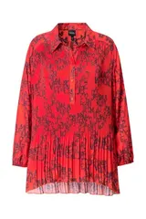 Ulla Popken Damen große Größen Plissee Bluse Schriftmuster A Linie Hemdkragen – Bild 7