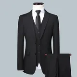 Männer Solid Color Business Anzug Hochwertige Mode Bankett Hochzeit Trend  – Bild 25