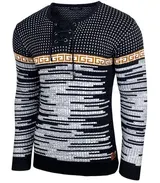 Herren Pullover Slim Fit Rundhals Strick-Pullover Longsleeve in Feinstrick B-156 – Bild 1