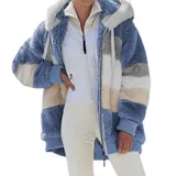 Damen Plüsch Warme Winterjacke Teddyfell Kapuzen Mantel Winter Fleecejacken – Bild 6