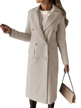 Damen Mantel Trenchcoat Wintermantel Übergangs zweireihig Jacke Parka Lang DE – Bild 6