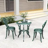Bistroset 3-tlg. Balkonset Gartenmöbel Balkonmöbel Set Gussaluminium Antik Grün – Bild 9