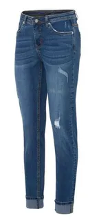 Damen Strech Jeans blau Slim Fit Umschlag destroyed K-Länge  36 bis 54 neu 75121 – Bild 5