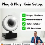 Webcam mit Ringlicht Full HD Lampe USB PC Kamera Konferenz Streaming Gaming – Bild 3