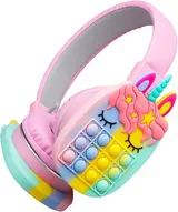 Kinder Faltbare Over Ear Kabellose Bluetooth Kopfhörer, 3D Push Pop Fidget Einhorn – Bild 1