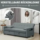 HOMCOM Sofabett, 3-Sitzer-Couch, Schlafsofa mit ausziehbarem Bett, Grau – Bild 7