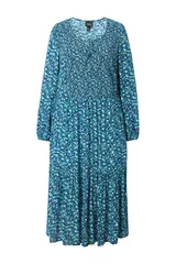 Ulla Popken Damen große Größen Midikleid Blüten A Linie Rundhals Langarm 835713 – Bild 8