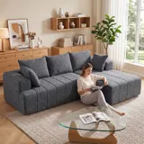 HOMCOM Ecksofa L-Form 256cm Boneless Sofa mit Schlaffunktion Chenille-Optik Grau – Bild 10