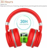 BLUETOOTH WIRELESS NOISE CANCELLING KOPFHÖRER MIT MIKROFON. DEEP BASS. 30 STUNDEN ROT – Bild 2