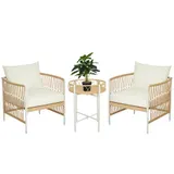 3er Set Rattan Gartenmöbel-Set, Gartengarnitur mit 2 Gartenstühle Refurbished – Bild 1