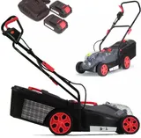 Akku Rasenmäher 2x20V Li-Ion Akkumäher 360mm Elek Rasenmäher 56765 Ladegerät – Bild 1