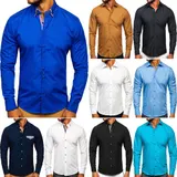 Freizeithemd Hemd Shirt Herrenhemd Langarm Slim Fit Basic Herren Mix BOLF Casual – Bild 2