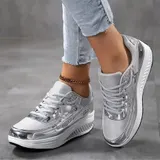 Laufschuhe Damen Plateau Turnschuhe Modische Sneaker Glänzende Fitnessschuhe – Bild 6