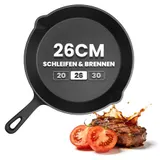 Gusseisen Pfanne Induktion Ø 16-30cm Eingebrannt Grillpfanne BBQ Bratpfanne Set – Bild 4