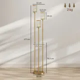 Stehlampe Wohnzimmer mit Regal, Glasschirmen, für Wohnzimmer, Gold – Bild 4