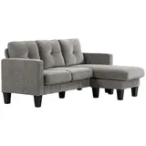 HOMCOM Ecksofa, Eck-Couch mit umkehrbarer Chaiselongue, Chenille-Optik, Braun – Bild 3