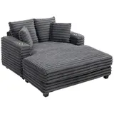 Chaiselongue 2 Sitzer Groß Schlafsofa 134 x 151 cm mit Becherhalter, Grau – Bild 1