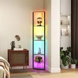 HOMCOM LED Stehlampe 5-stufige dimmbar Stehleuchte mit Regal, RGB Farbwechsel – Bild 2