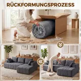 HOMCOM Ecksofa L-Form 256cm Boneless Sofa mit Schlaffunktion Chenille-Optik Grau – Bild 8