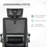 Bürostuhl Ergonomisch, Schreibtischstuhl mit Verstellbar Kopfstütze Mesh Schwarz – Bild 7