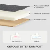 Ecksofa mit Schlaffunktion 3-Sitzer Sofa und Bettkasten, Leinenoptik Dunkelgrau – Bild 8