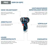 Bosch Akku-Bohrschrauber GSR 12V-32 FC, 2x 2.0Ah und Lader + 4x Aufsätze – Bild 2