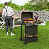 Gasgrill 7 KW Grillwagen inkl 3 Brenner Seitenkocher Rolle Deckel Schwarz – Bild 3