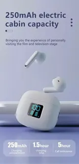 Wireless Earphones TWS Kopfhörer Ohrhörer mit langer Akkulaufzeit WEISS – Bild 5